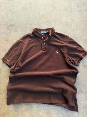Vintage Polo Ralph Lauren Brown Custom Fit Short Sleeve Mesh Polo Shirt